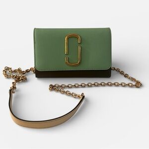 Marc Jacobs Surf Mint Green and Brown Crossbody Bag with Gold Chain